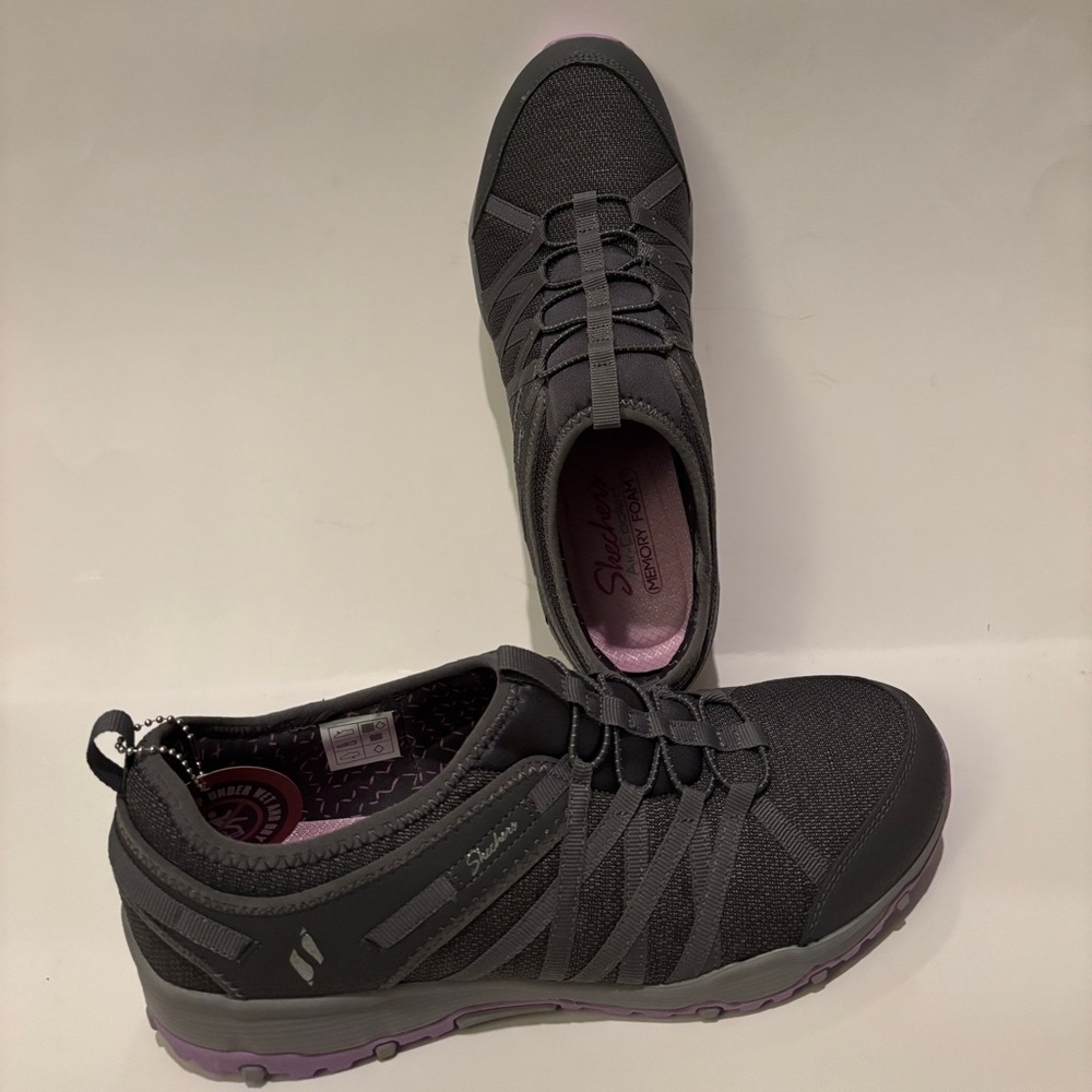 Skechers Gray and Purple Athletic Shoes with Breathable Fabric